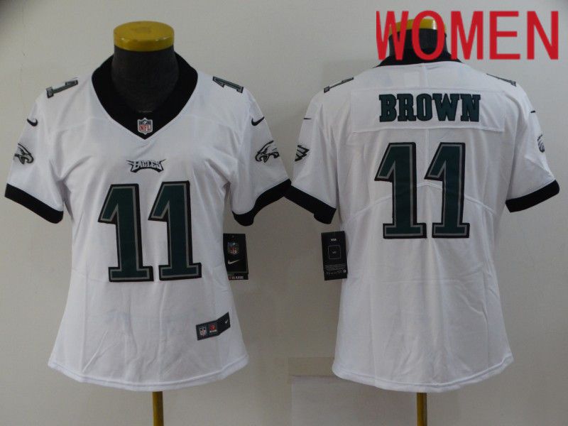 Women Philadelphia Eagles #11 Brown White 2022 Nike Limited Vapor Untouchable NFL Jersey->women nfl jersey->Women Jersey